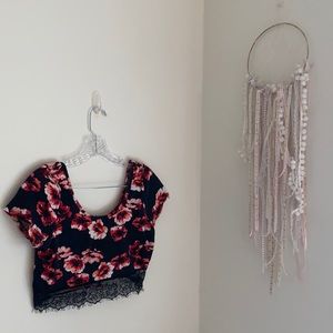 Floral Crop with Lace Front Detail